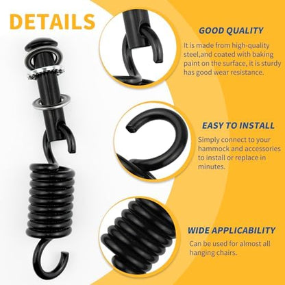 Hammock Chair Ultimate Hanging Kit by JPKTA - 500lbs Capacity Egg Hammock Chair Spring Hook and Pin Plug Hardware Black for Hanging Basket Chairs Hammock and Porch Swings Replacement Parts