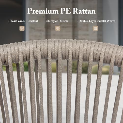 PURPLE LEAF Round Patio Dining Set 4 Pieces Table and Chairs, Champagne