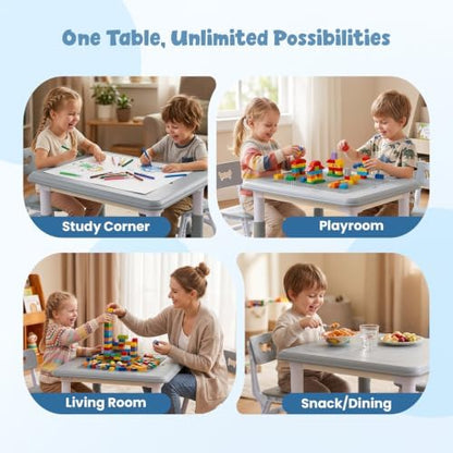 FUNLIO Kids Activity Table, Height Adjustable with Storage, Grey