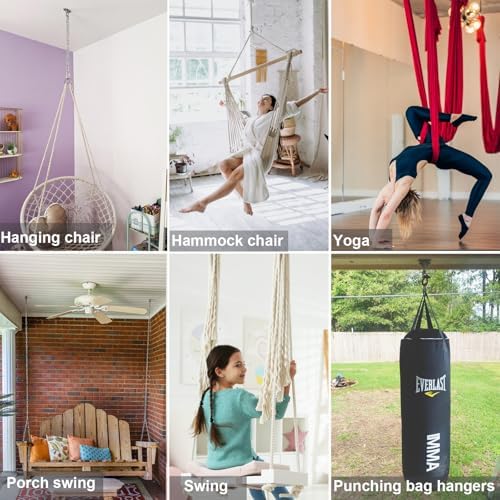 BeneLabel Swing Hanger 304 Stainless Steel Ceiling Swing Mount 1000 LB Capacity Swings Hardware 360° Swivel Hook for Yoga Punching Bag, Hammock Chair, Porch Swing, Hanging Chair