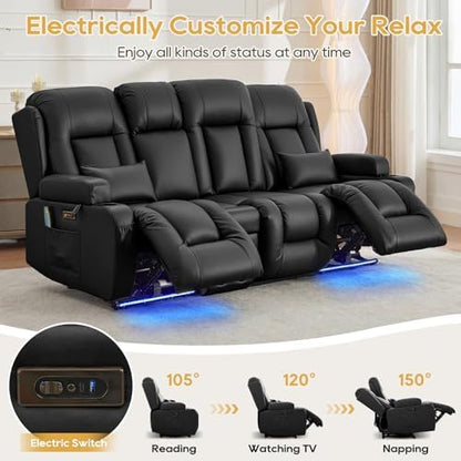 IPKIG Power Loveseat Recliner Sofa with Flip Back Console, 89" - 4 Seat