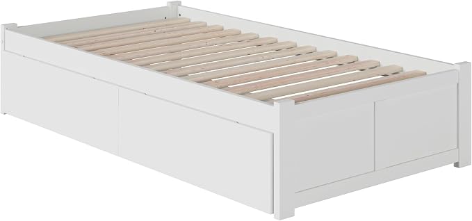 AFI, Concord Twin Platform Bed with Footboard & Storage Drawers, White