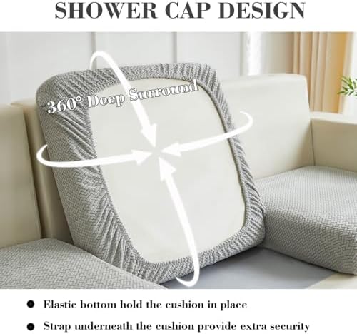 Sofa Covers Couch Covers for Sofa Pet Friendly Couch Cushion Covers Universal Sofa Covers Washable Stretch Slipcovers for Sectional Sofa (Texture Light Gray,Chaise Cover)