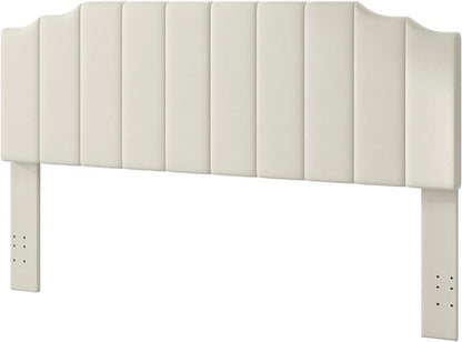 Befurtori King Size Headboard Only, Velvet Wall Mounted Headboard King for Adjustable Bed Modern Upholstered Head Board Easy Assembly, Cream
