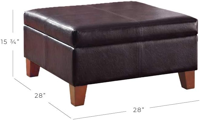 HomePop 28" Faux Leather Square Storage Ottoman - Distressed Brown