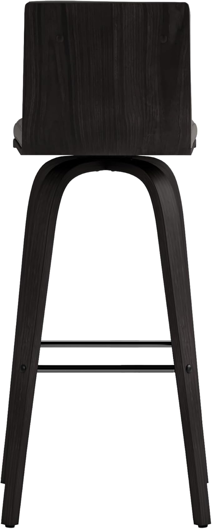 Armen Living Vienna Modern Swivel 30" Bar Height Barstool with Gray Faux Leather and Black Wood Finish