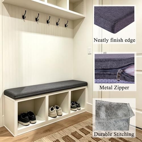 Piano Bench Cushion 36x14 Inch for Indoor with Non Slip Bottom,Dark Gray