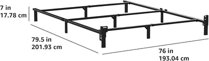 Amazon Basics Metal Bed Frame, 9-Leg Support Base for Box Spring and Mattress, King-Size, Tool-Free Easy Assembly, 79.6" x 76" x 7", Black