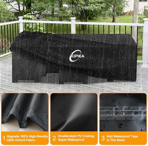 Outdoor Furniture Covers Waterproof, 420D Heavy-Duty Patio Furniture Set Covers, No Tears Anti UV No Fading(114" L x 78" W x 28" H)