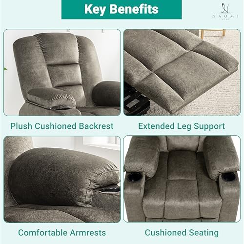 Naomi Home Doris Power Lift Recliner Chair for Elderly - Gray