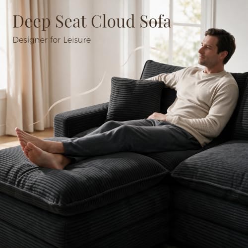 Oversized Cloud Couch Sectional, Corner Modular Sectional Sofa with Ottoman