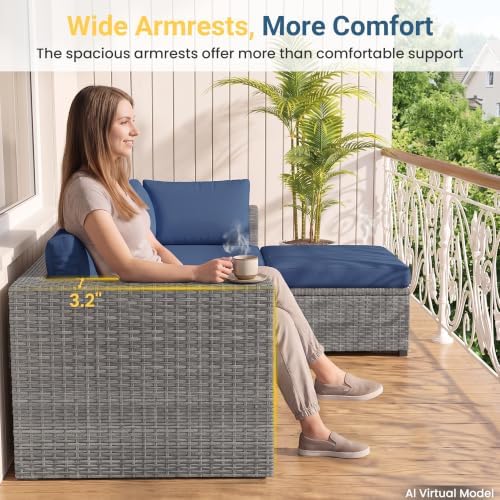 7 Pieces Wicker Patio Furniture Set - Outdoor Sectional for All Weather