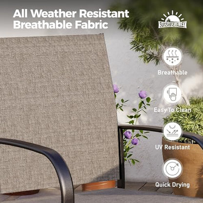 SUNSHINE VALLEY Patio Dining Set for 4, 37" Metal Table & Brown Chairs