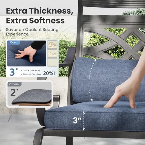 PHI VILLA 7 Pieces Outdoor Dining Set for 6, Swivel Chairs