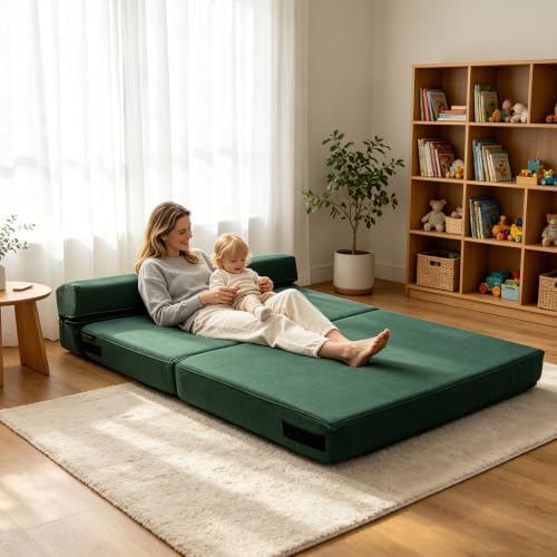 Folding Sofa Bed, Fold Out Couch Memory Foam Sleeper Chair with 2 Pillows
