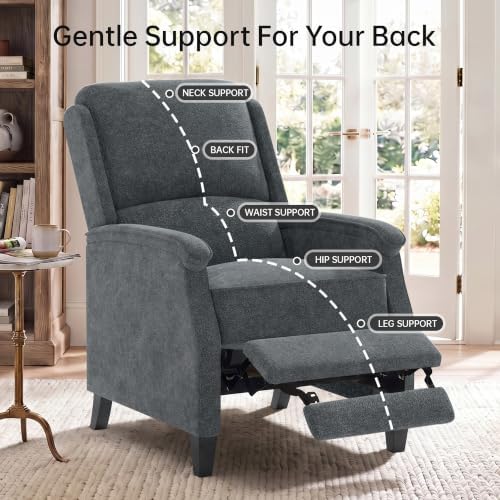 VKNOW Recliner Chair, Fabric Recliner with Adjustable Back, Dark Grey