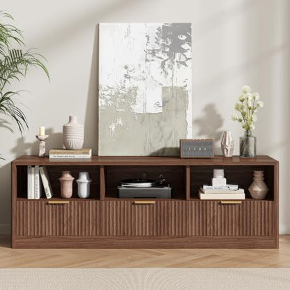 IRONCK 59" Fluted TV Stand for TVs Up to 65", Walnut