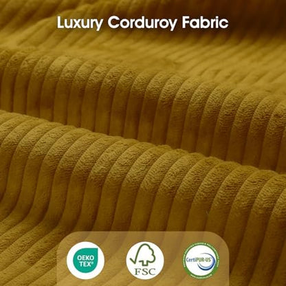 LLappuil Modular Sectional Sleeper Sofa with Storage, U Shaped 6-Seat Corduroy Couch with 5 Throw Pillows, Convertible Sofa Set for Living Room & Small Space, Skin-Friendly & Soft, Yellow