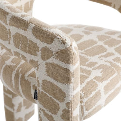 Modern Khaki-White Boucle Barrel Accent Chair for Living Room