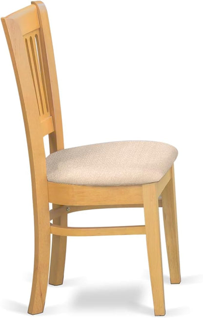 East West Furniture VAC-OAK-C Vancouver Dining Chairs - Linen Fabric Upholstered Wood Chairs, Set of 2, Oak