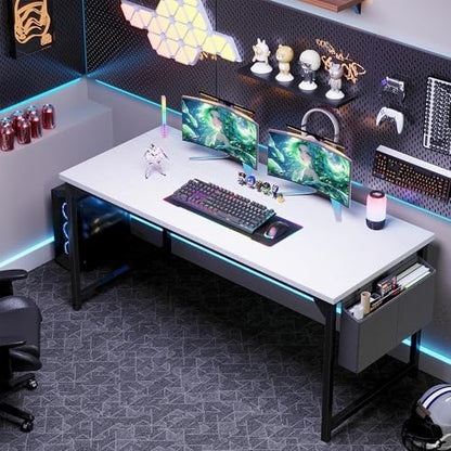 OLIXIS Computer Desk, 63 Inch Gaming Desks for Home Office, All White
