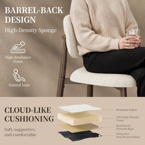 MALOL Upholstered Dining Chairs Set of 4 with Curved Back, Beige