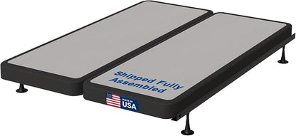 Treaton, Box Spring Bed Base Queen Size, 4-Inch Wood Mattress Foundation – Amish Made in USA – Quiet Noise Free, 2-Pieces Under Mattress-Support BoxSpring, Fully Assembled, Gray