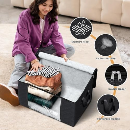 3 Pack Storage Bags for Clothes Blanket Storage Bins with Lids