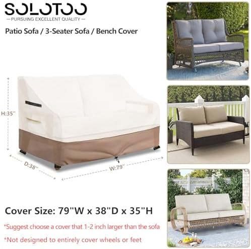 Outdoor Couch Cover Waterproof, 79" W x 38" D x 35" H