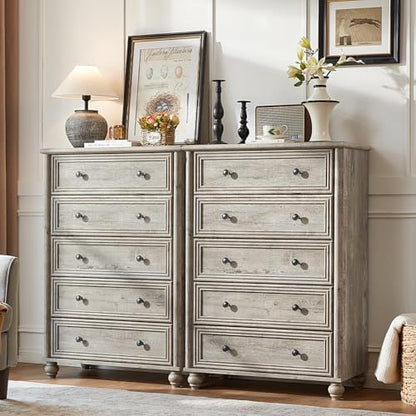 RWYHG Farmhouse 5 Drawer Dresser Set of 2, Chest of Drawers for Bedroom
