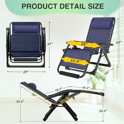 Suteck Oversized Zero Gravity Chair, 500LBS 29In XL Outdoor Recliner Chairs