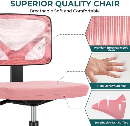 DUMOS Armless Small Desk Chairs, Ergonomic Home Office Mesh Chairs