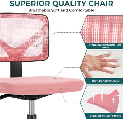 DUMOS Armless Small Desk Chairs, Ergonomic Home Office Mesh Chairs