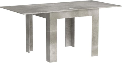 Mobili Fiver, Square Extendable Table, Eldorado, 35.4(70.9) x35.4 in, Concrete Effect, Grey, for 4-8 People, Expandable Dining Table for Kitchen, Italian Furniture