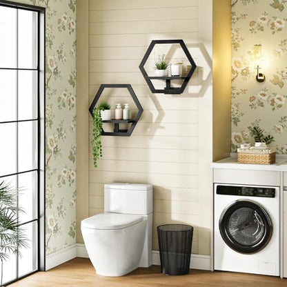 Floating Plant Shelves Set of 2, Wall Plant Holder