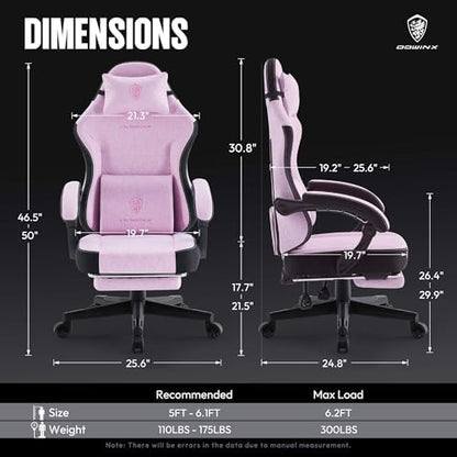 Dowinx Gaming Chair with Footrest, Ergonomic Desk Chair, Pink