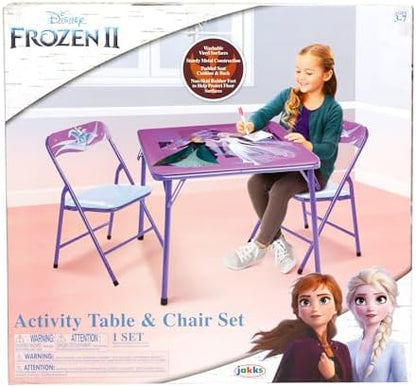 Disney Frozen Kids Folding Table & Chairs Set for Kid and Toddler 36 Months Up To 7 years, Includes: 1 Table (24"L x 24"W x 20"H), 2 Chairs (13"L x 13.5"W x 21"H) Weight Limit: 70 lb