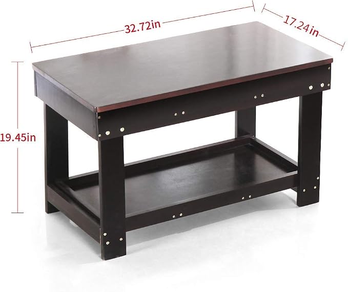 YouHi Kids Activity Table with Board for Bricks Activity Play Table (Dark Brown)