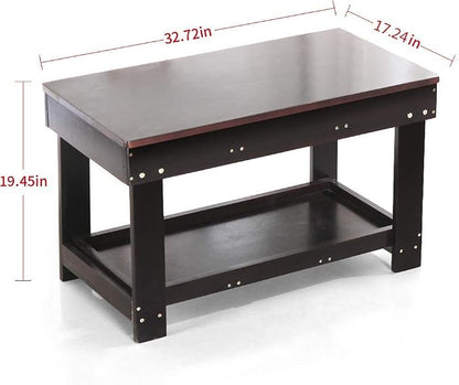 YouHi Kids Activity Table with Board for Bricks Activity Play Table (Dark Brown)