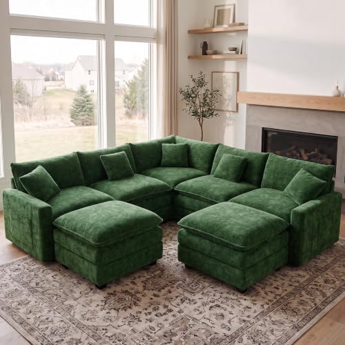 100 Inch Cloud Couch Sectional, Corner Modular Sectional Sofa with Ottoman