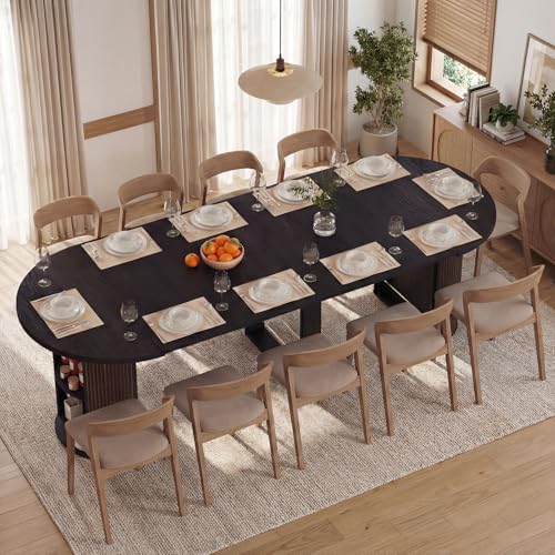 Modern Extendable Round Dining Table with Storage