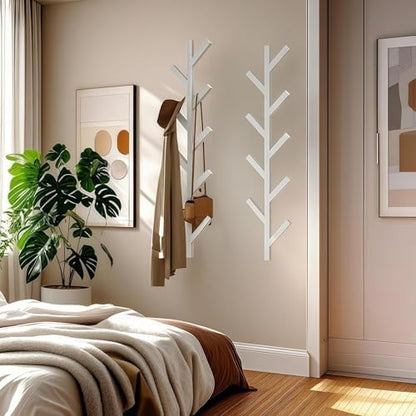 Vlush Wall-Mounted Coat Racks, 2 Pack 9 Hooks, White Coat hooks