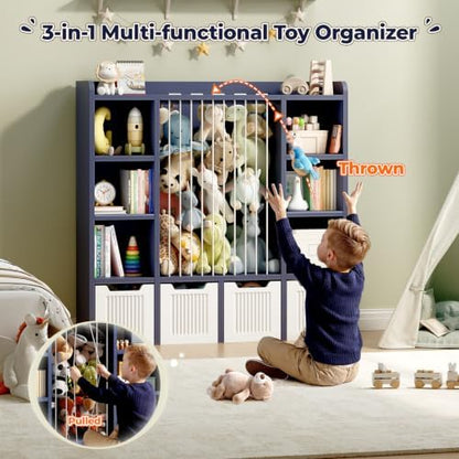 Toy Storage Organizer with Stuffed Animal Storage, Blue