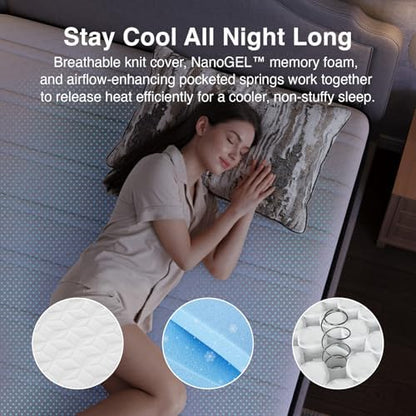 Novilla Full Mattress 12 Inch, Cooling Hybrid Mattress with Upgraded Coils