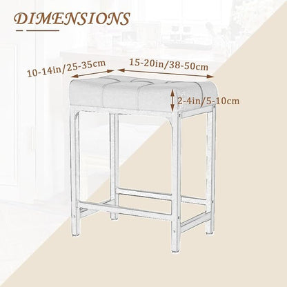 Levoberg Bar Stool Cover Rectangle Stretch Counter Height Barstool Slipcovers Rectangular Vanity Stool Cover Kitchen Counter Saddle Seat Cover for Wooden Metal Bench Set of 4 Light Gray
