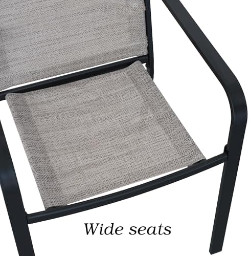 Anmutig Outdoor Bistro Set for 2, Stackable Chairs & Square Table, Beige