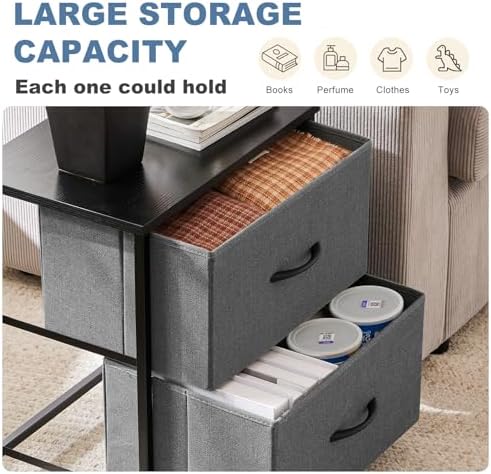 DUMOS Nightstand Set of 2, 2 Drawers Bedroom Bedside Table with Storage