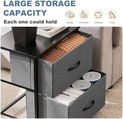 DUMOS Nightstand Set of 2, 2 Drawers Bedroom Bedside Table with Storage