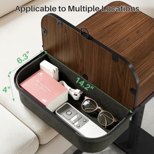 Kitstorack TV Tray Table with Flip-Top Storage, Adjustable Height