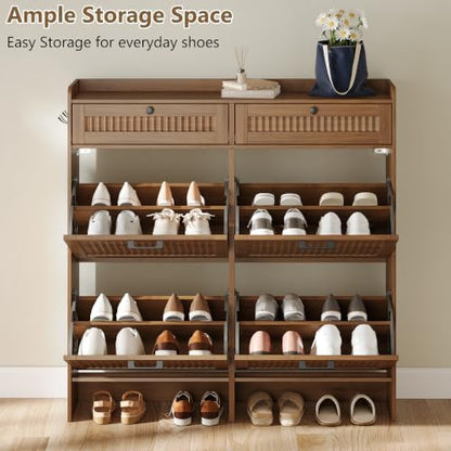 Shoe Cabinet for Entryway with 4 Flip Drawers & 2 Storage Drawers